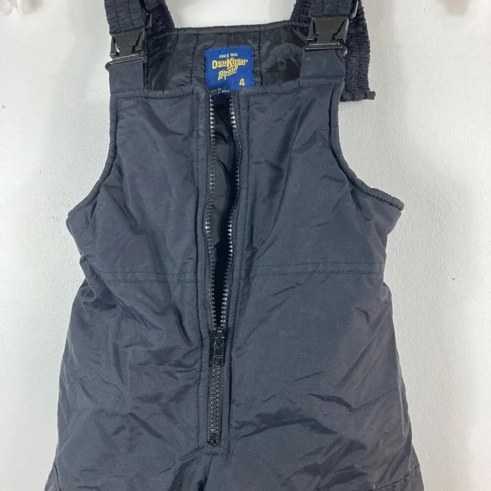 Kids Osh Kosh Bgosh Snow Bib Insulated Adjustable Overalls‎ Pants Black 4